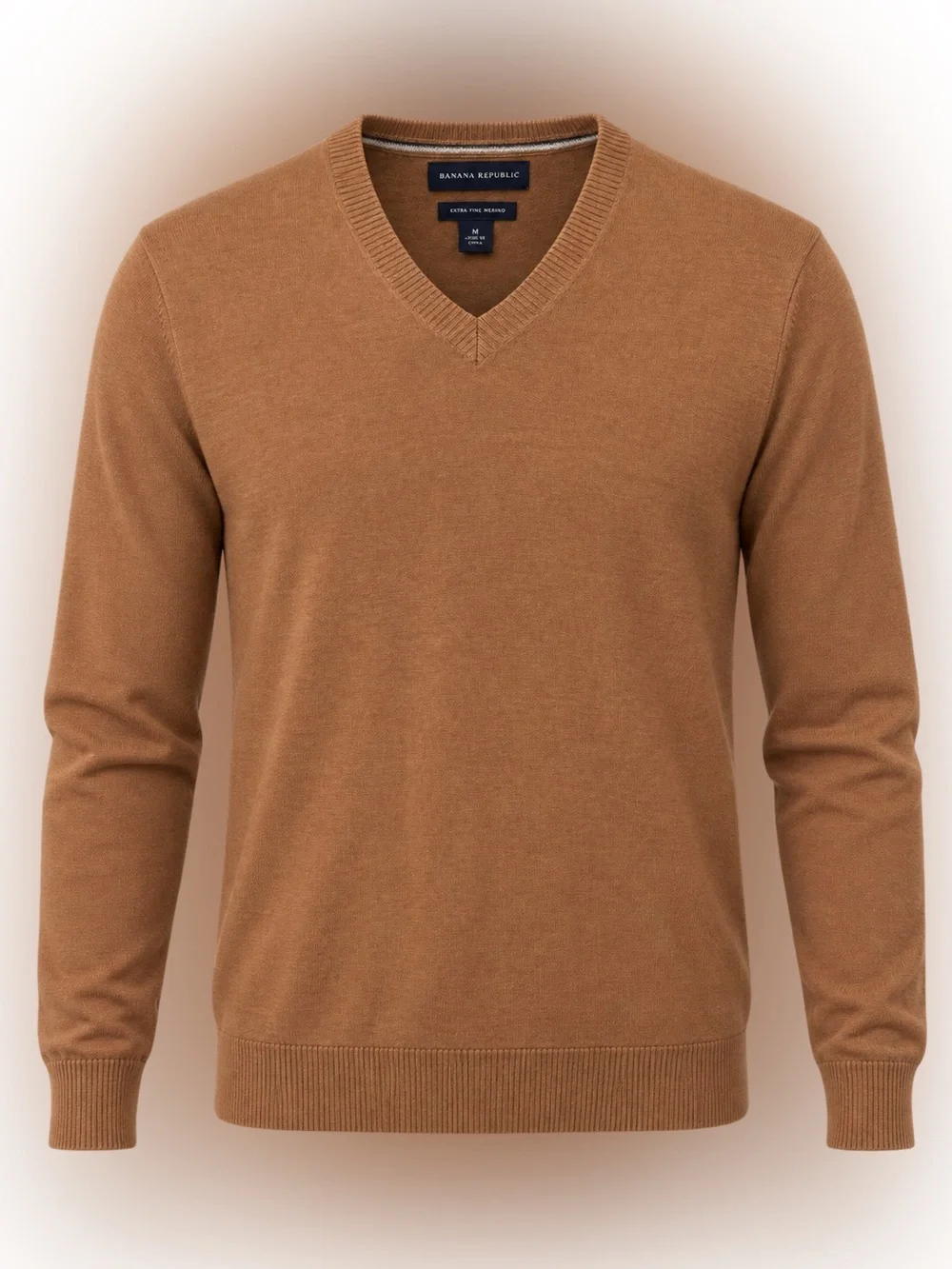 Banana Republic Extra Fine Merino Wool V-Neck Sweater Brown Men’s M